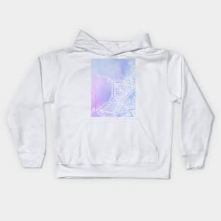 Doodled mandala on watercolor background - lilac Kids Hoodie